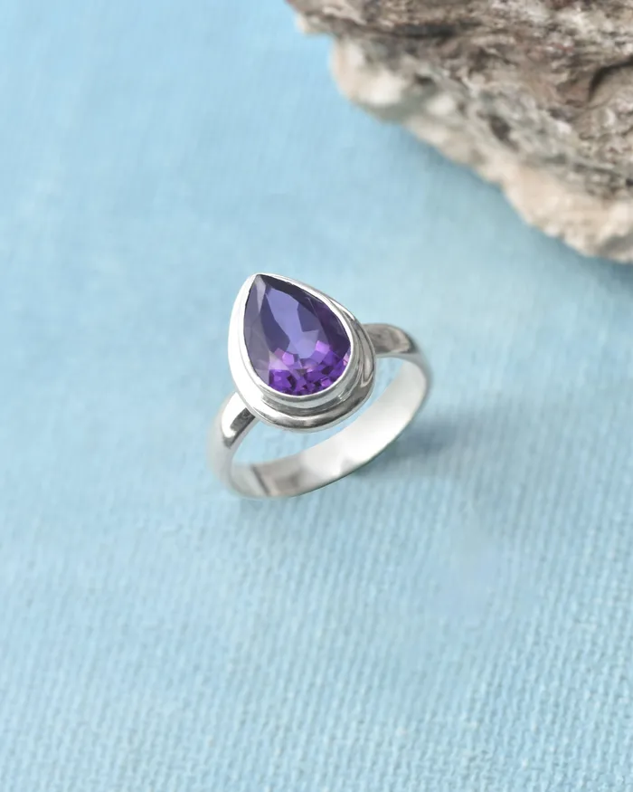 YoTreasure Rings Amethyst Solid 925 Sterling Silver Ring Jewelry