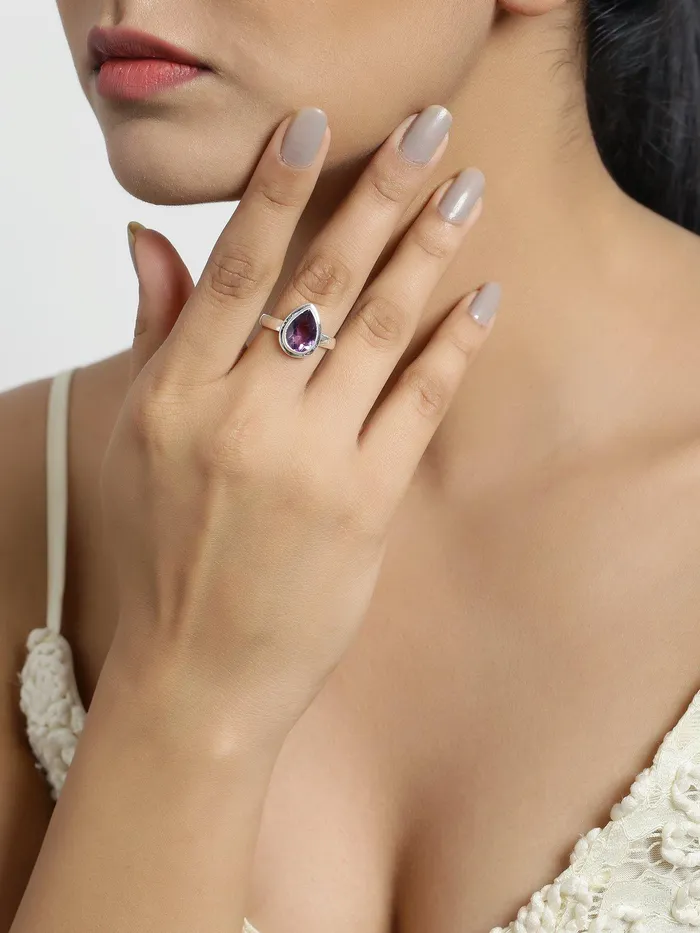YoTreasure Rings Amethyst Solid 925 Sterling Silver Ring Jewelry