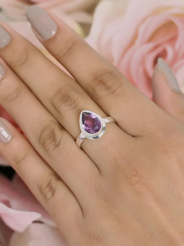 YoTreasure Rings Amethyst Solid 925 Sterling Silver Ring Jewelry