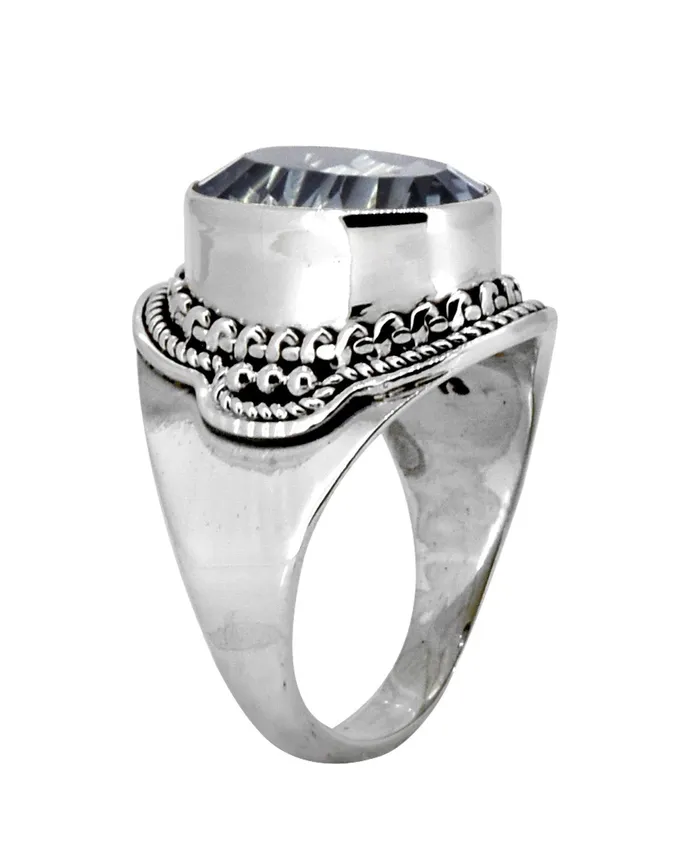 YoTreasure Rings Blue Quartz Solid 925 Sterling Silver Ring Jewelry