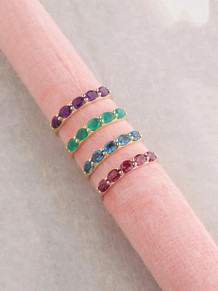 YoTreasure Rings Green Onyx Solid 10K Yellow Gold Gemstone Ring