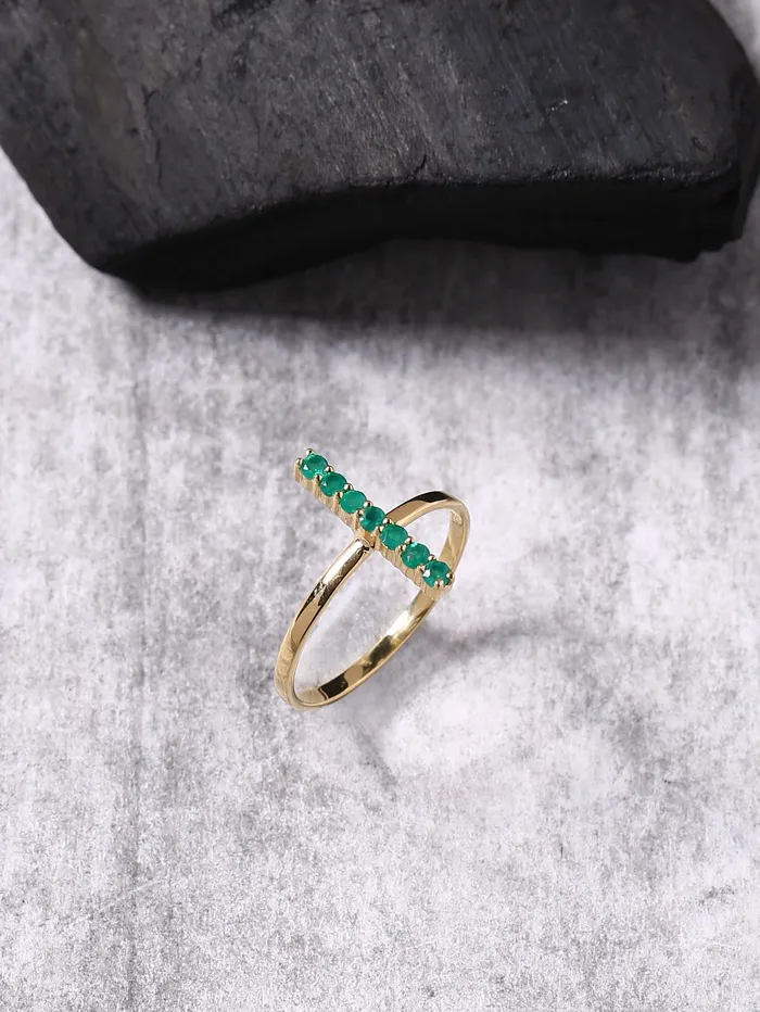 YoTreasure Rings Green Onyx Solid 925 Sterling Silver Gold Plated Ring Jewelry YoTreasure Rings Green Onyx Solid 925 Sterling Silver Gold Plated Ring Jewelry