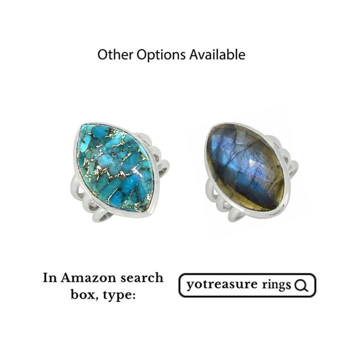 YoTreasure Rings Labradorite Solid 925 Sterling Silver Cocktail Ring Jewelry