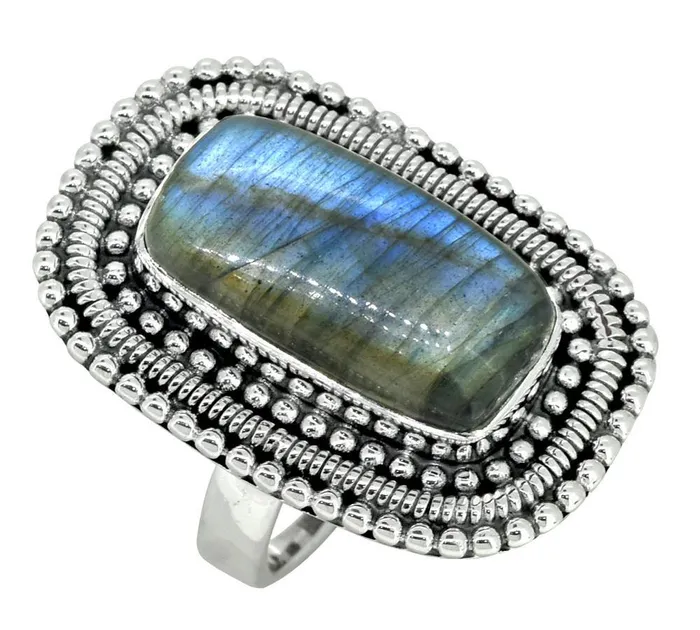 YoTreasure Rings Labradorite Solid 925 Sterling Silver Ring Jewelry