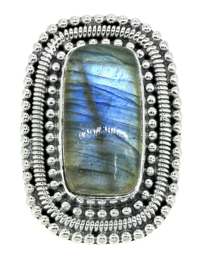 YoTreasure Rings Labradorite Solid 925 Sterling Silver Ring Jewelry
