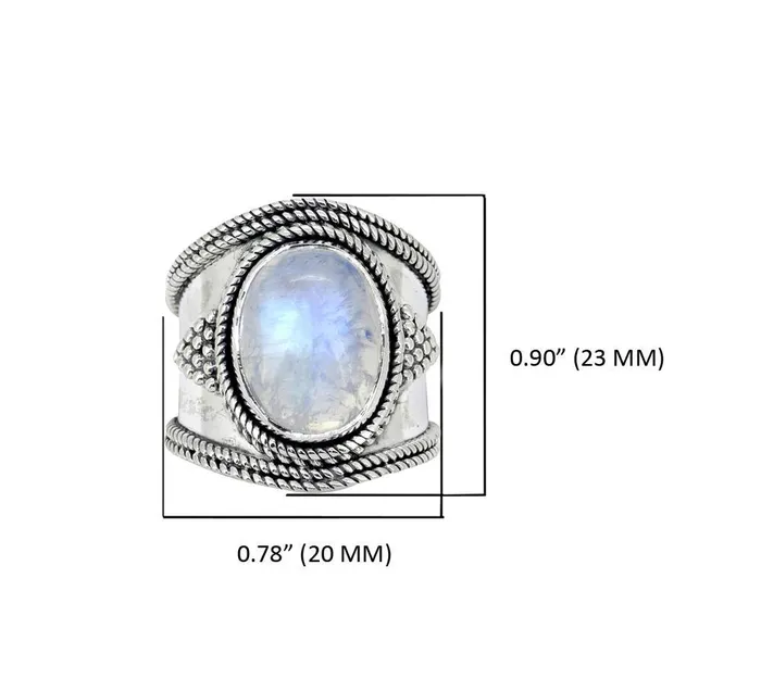 YoTreasure Rings Moonstone Solid 925 Sterling Silver Gemstone Ring Jewelry
