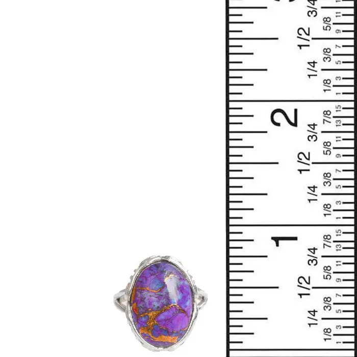 YoTreasure Rings Purple Copper Turquoise Solid 925 Sterling Silver Ring Jewelry