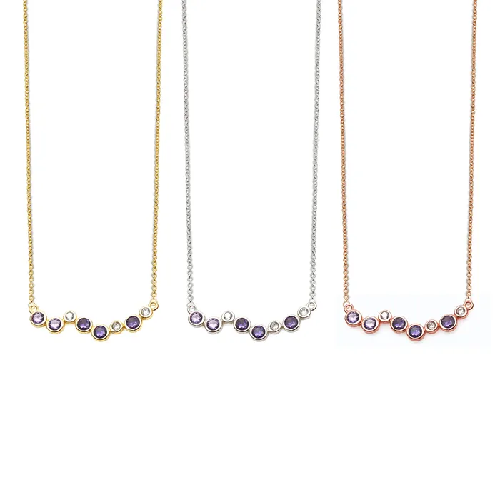 Zircon Gold Bezel Bar Necklace Bar Pendant 32x4mm Double Bail Necklace GemMartUSA Necklaces Zircon Gold Bezel Bar Necklace Bar Pendant 32x4mm Double Bail Necklace GemMartUSA Necklaces